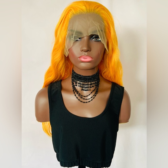 24” Orange Mango Premium Fiber 13x2.5 Lace Front Wig - Picture 8 of 9